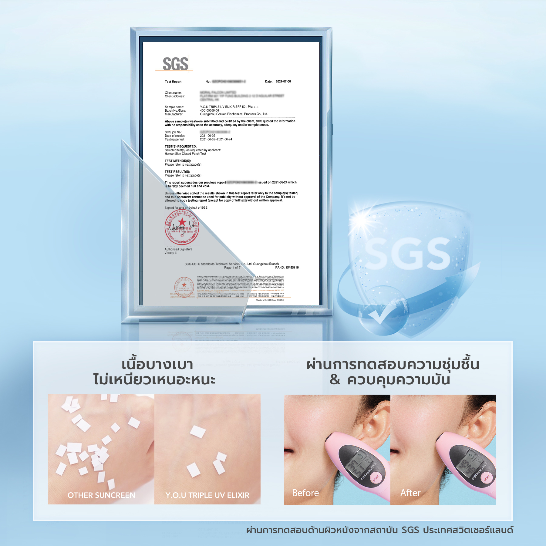 YOU Triple UV Elixir Light Sunscreen Gel SPF 50+ PA++++ ครีมกันแดด Niacinamide ป้องกันแสงสีฟ้า UVA UVB 30ml 5 YOU Triple UV Elixir Light Sunscreen Gel SPF 50+ PA++++ ครีมกันแดด Niacinamide ป้องกันแสงสีฟ้า UVA UVB 30ml b883e06029d780e63a038febd6e054e0