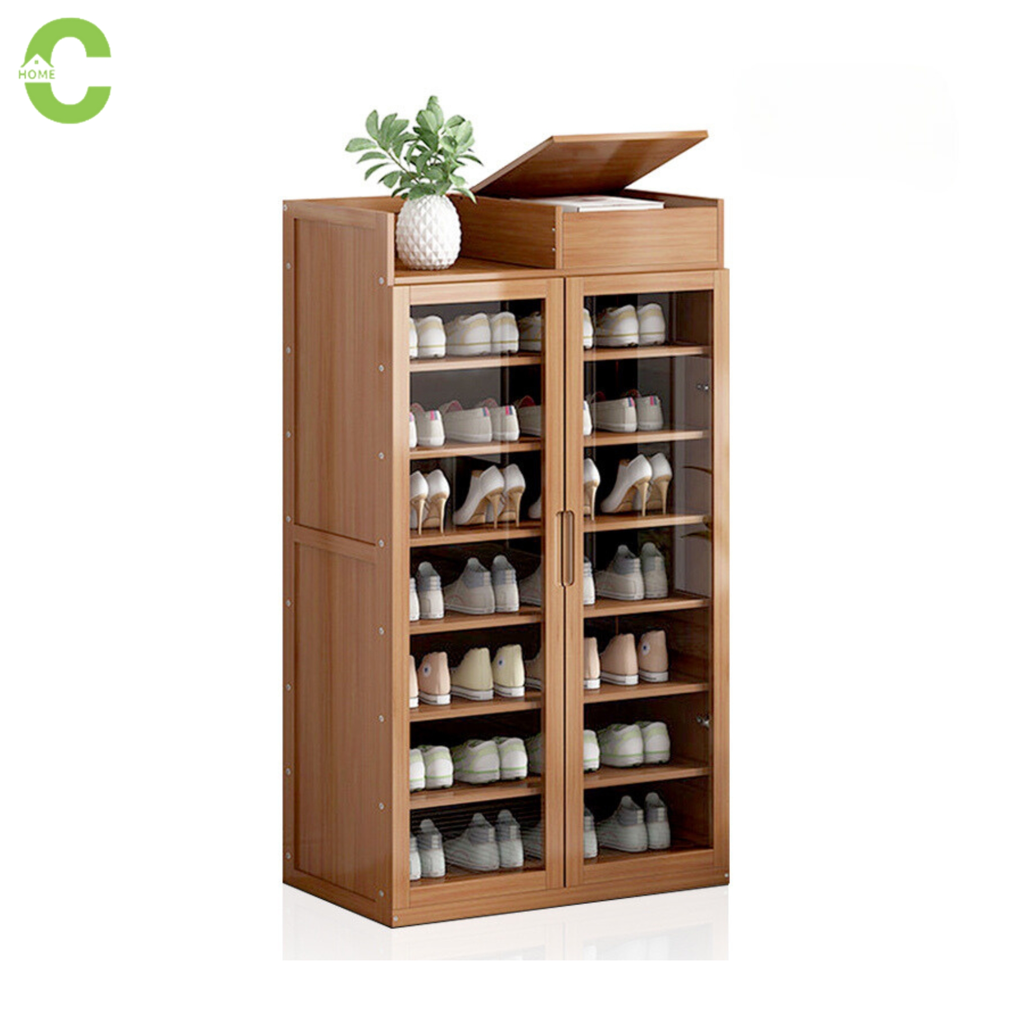 HOMEC ตู้รองเท้าไม้ ตู้ใส่รองเท้า ตู้วางรองเท้า ตู้เก็บรองเท้า ชั้นวางรองเท้าไม้ 6 ชั้น 8 ชั้น แข็งแรง ทนทาน เก็บรองเท้าได้เยอะ ราคา 1,289 บาท*ส่งฟรี