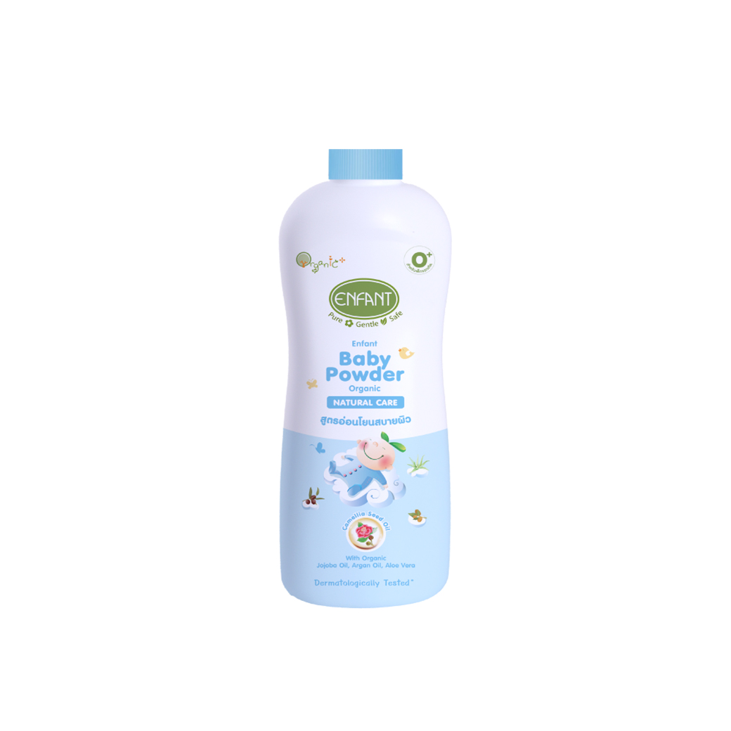 แป้ง Enfant สูตรใหม่ ENFANT BABY POWDER ORGANIC NATURAL CARE 160 g. สีฟ้า
