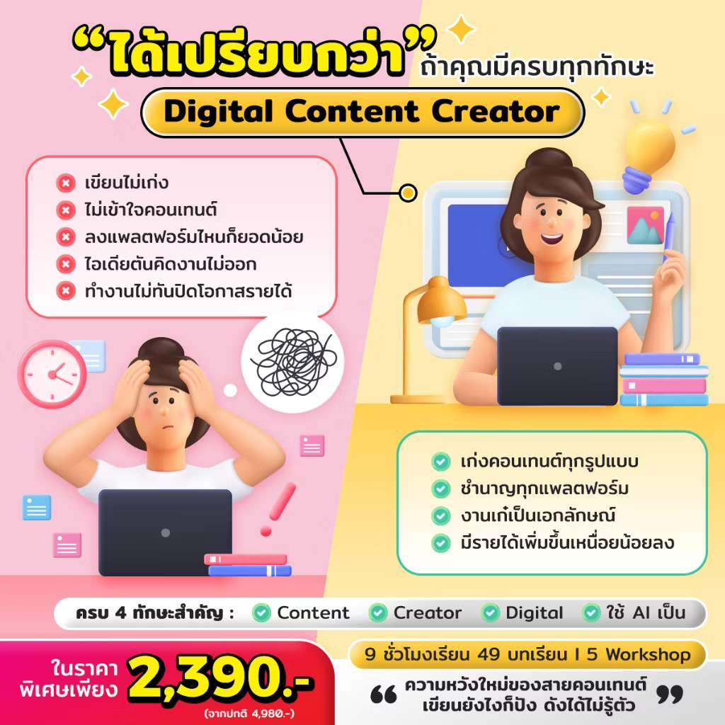 FutureSkill E-Book + คอร์สเรียนออนไลน์ | Collection Digital Content Creator (5 คอร์สเรียน) ราคา 2,390 บาท*ส่งฟรี