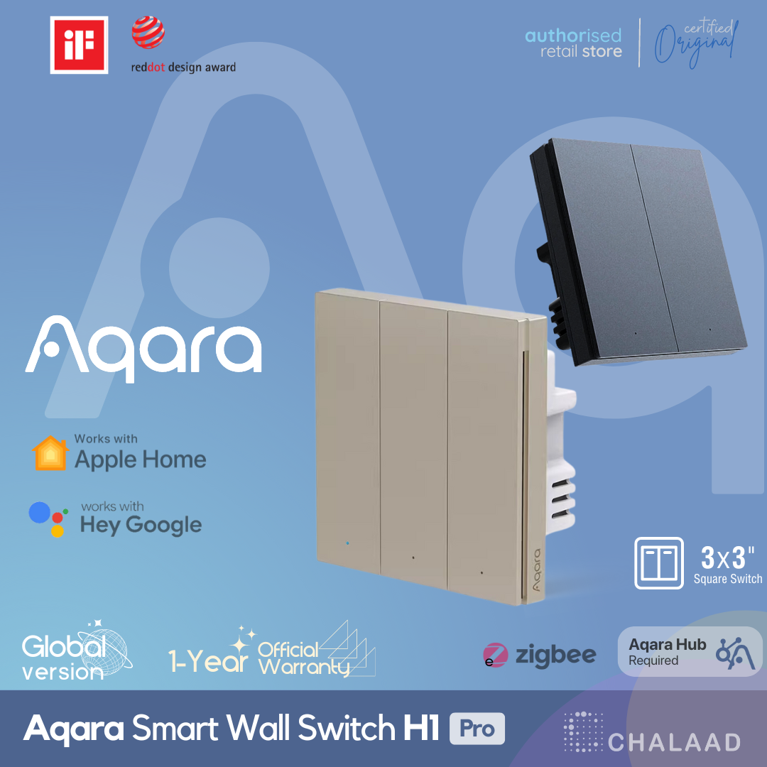 Aqara Smart Wall Switch H1 Pro ชุดสวิตช์ไฟอัจฉริยะ สั่งงานผ่านแอป รองรับ Apple HomeKit , Google Home , Alexa ราคา 2,750 บาท*ส่งฟรี
