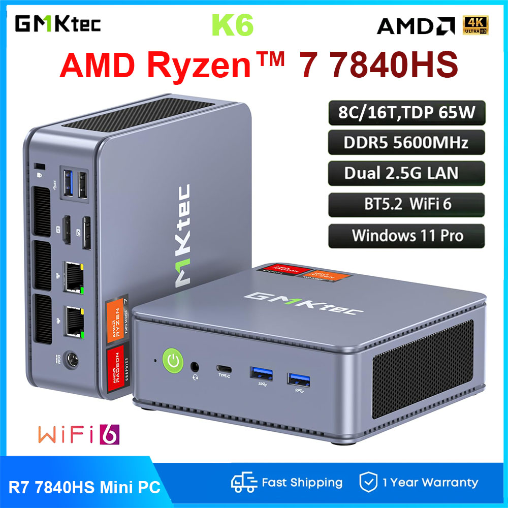 GMKtec K6 AMD R7 7840HS Mini PC DDR5 5600MHz PCIE 4.0 NVME SSD 2.5G LAN Desktop Computer WiFi6 BT5.2 ราคา 15,344 บาท*ส่งฟรี