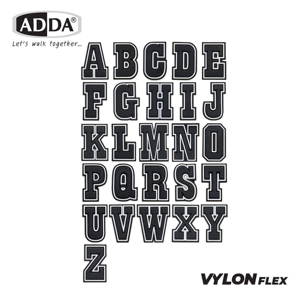 ADDA ตัวติดรองเท้า ตัวอักษรภาษาอังกฤษ A-Z รุ่น JB00AW2-JB00ZW2 (สีดำ) ราคา 9 บาท*ส่งฟรี