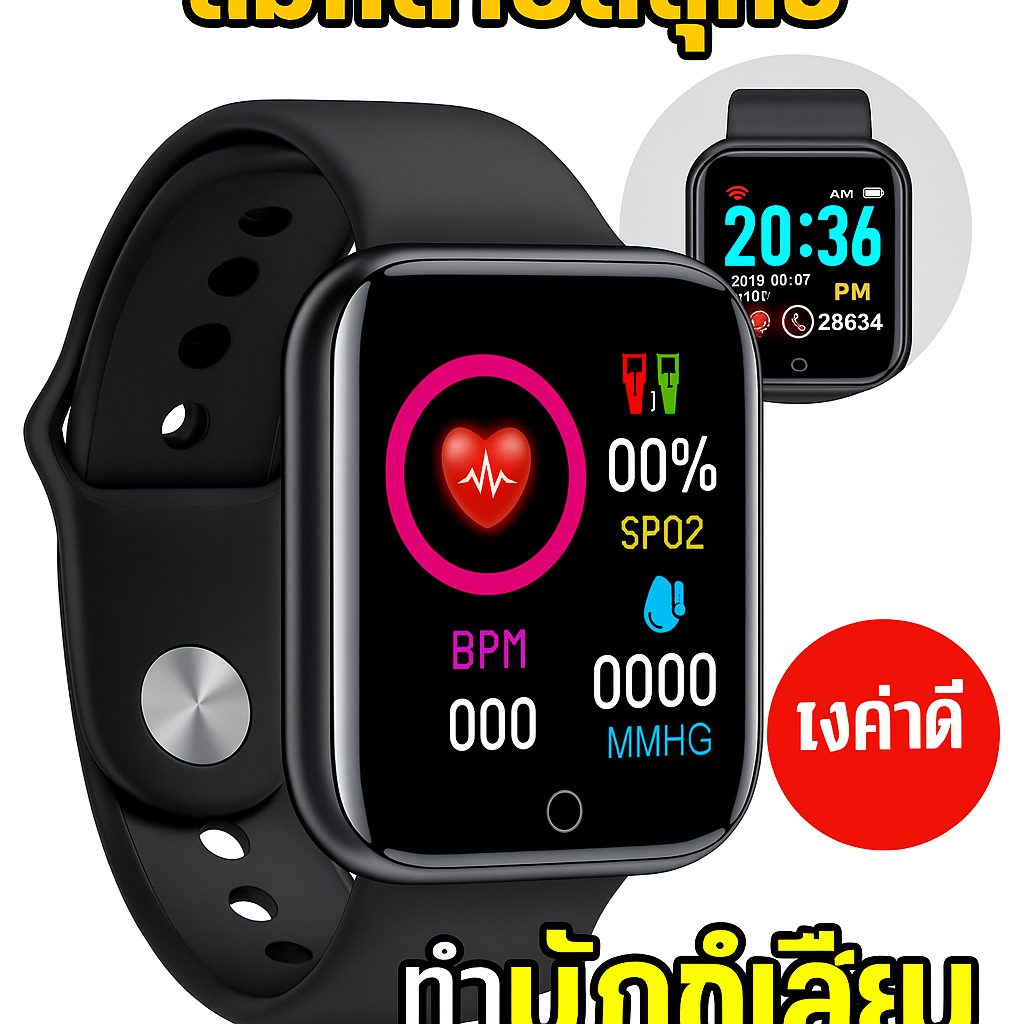 สมาร์ทวอทช์ตรวจวัดระดับน้ำตาลในเลือด นาฬิกาสปอร์ตบลูทูธกันน้ำ นาฬิกาหน้าจอสัมผัสสี นาฬิกาติดตามสุขภาพและการออกกำลังกาย ราคา 173 บาท*ส่งฟรี