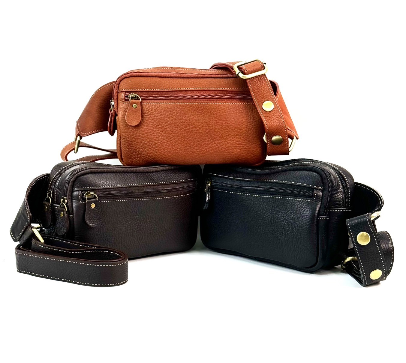 Chinatown Leather กระเป๋าวัวหนังแท้ คาดเอว สะพายหน้าอก ซิปยื่นหน้า หน้าสีน้ำตาลเข้ม งานhandmade ราคา 1,299 บาท*ส่งฟรี