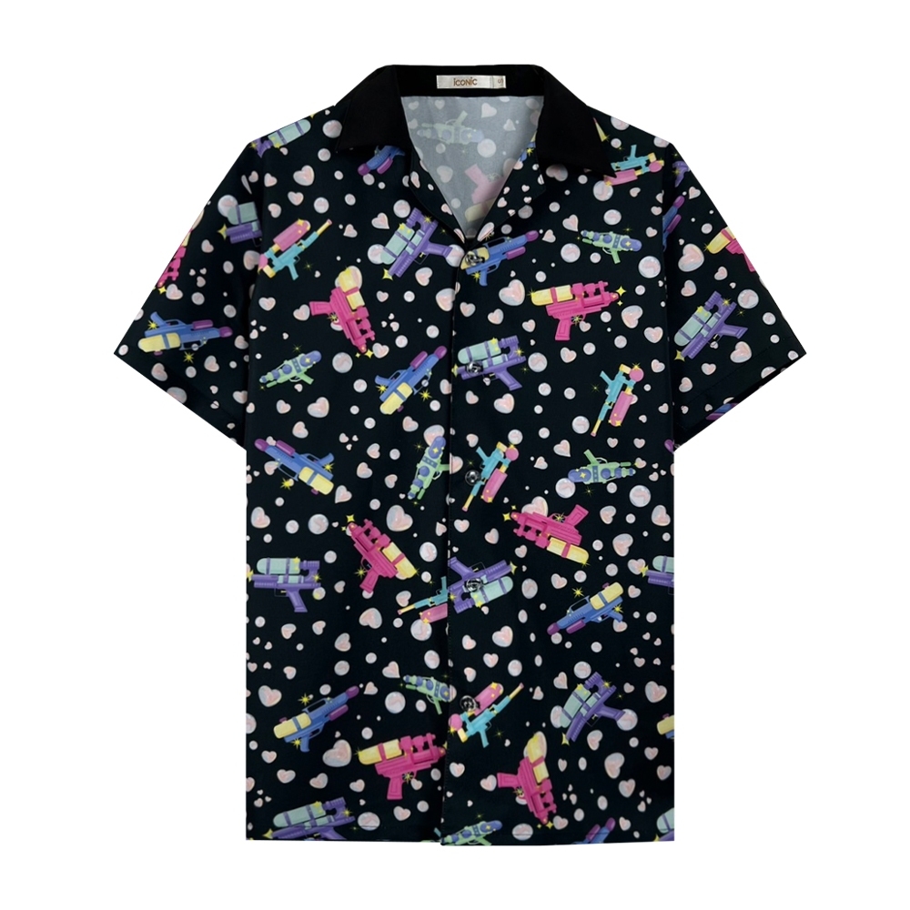 PRE-ORDER 10-14 days iconic black bubble Hawaii shirt water gun Hawaiian shirt fashion women's clothing work shirt ราคา 3,363 บาท*ส่งฟรี