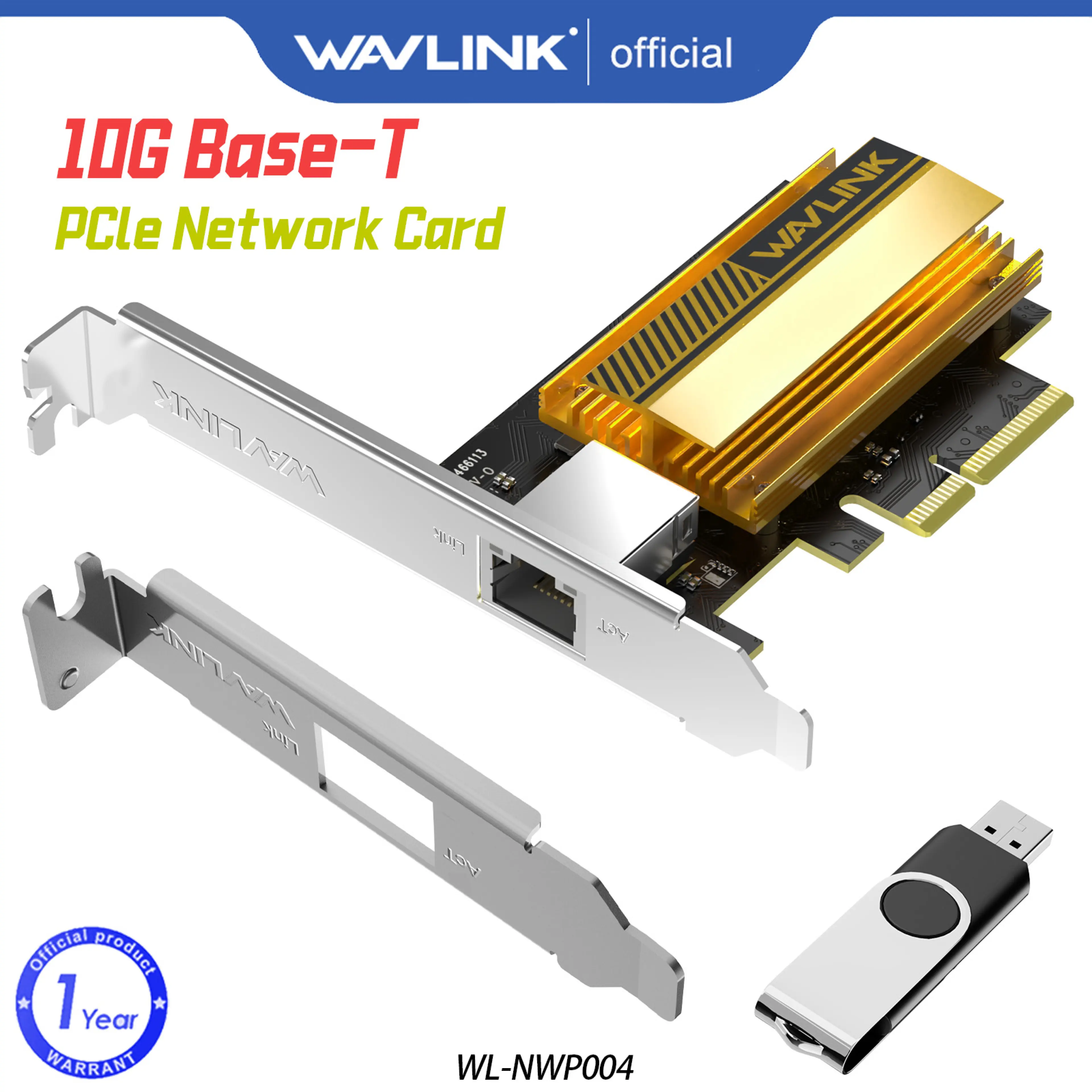 WAVLINK 1G/2.5G/5G/10G Base-T PCIe Network Card, 1000/100/10Mbps PCI Express Ethernet Adapter with RTL8111H, 1G NIC for Windows 11/10& Linux with Low Profile Bracket