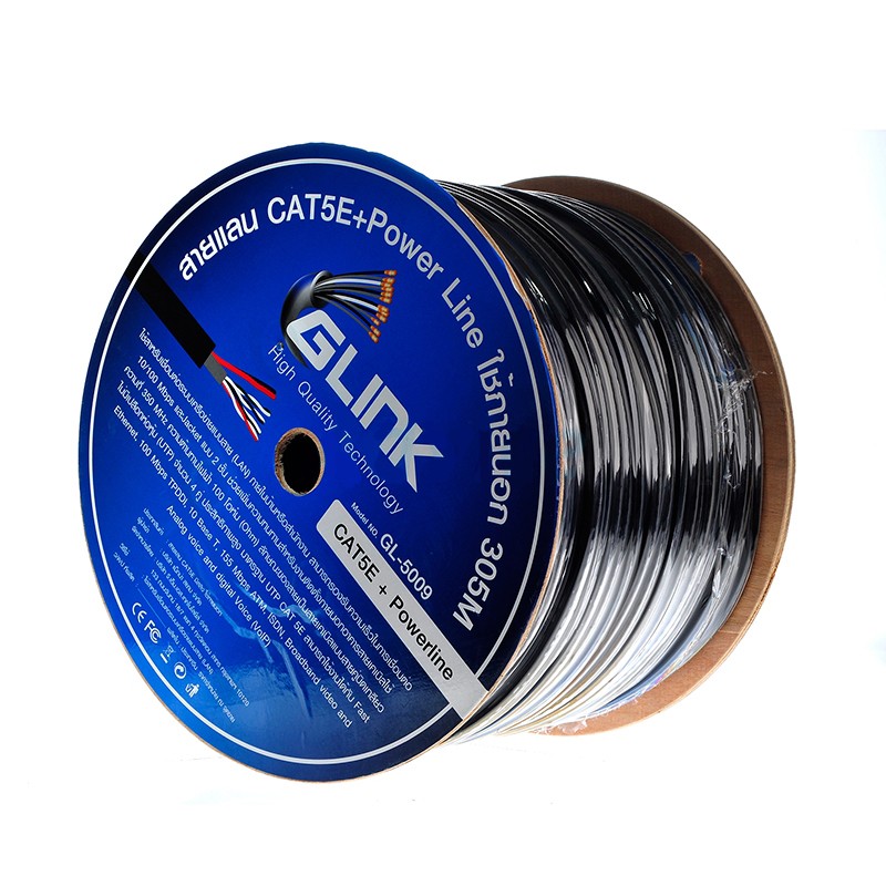 GLINK สาย LAN CAT5E มีไฟ 305 เมตร (ภายนอก)รุ่น GL5009 ราคา 2,100 บาท*ส่งฟรี