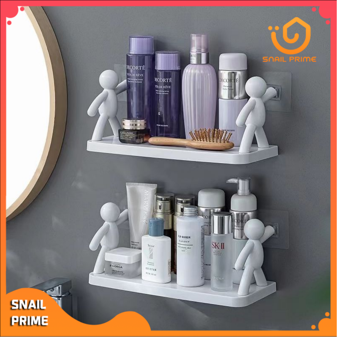 【SNAIL PRIME】ชั้นวางติดผนัง ชั้นวางของในห้องน้ำ/ชั้นวางของติดผนังไม่ต้องเจาะ ชั้นวางของติดผนัง ชั้นวางของแบบติดผนัง ของตกแต่งบ้าน