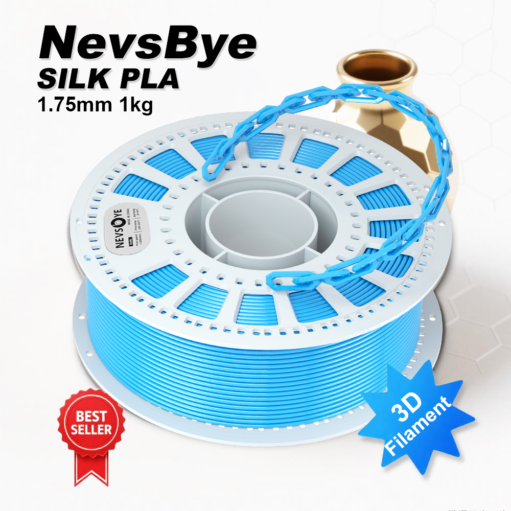 Nevsbye Silk Pla Filament 1.75mm 1kg for 3D Printer - Glossy Coating 20% Stronger Than before No Need to Dry (Single Color) ราคา 229 บาท*ส่งฟรี