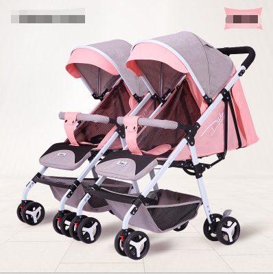 Twin strollerรถเข็นเด็กแฝด Dima มีน้ำหนักเบาพับเก็บได้นั่งและเคลื่อนย้ายได้และลูกคนที่สองเด็กเตียงคู่ขนาดใหญ่สามารถเข็นได้