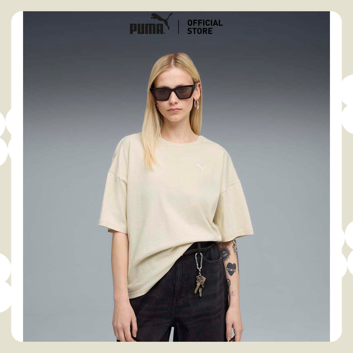 PUMA Basics HER Oversized Tee Women White - 68814887 ราคา 792 บาท*ส่งฟรี