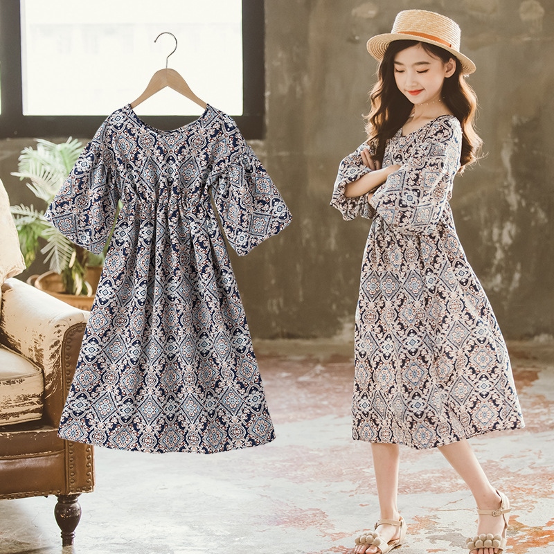 [COD] chiffon dress summer 2022 Korean version new medium and large children's seaside vacation beach ราคา  750 บาท*ส่งฟรี