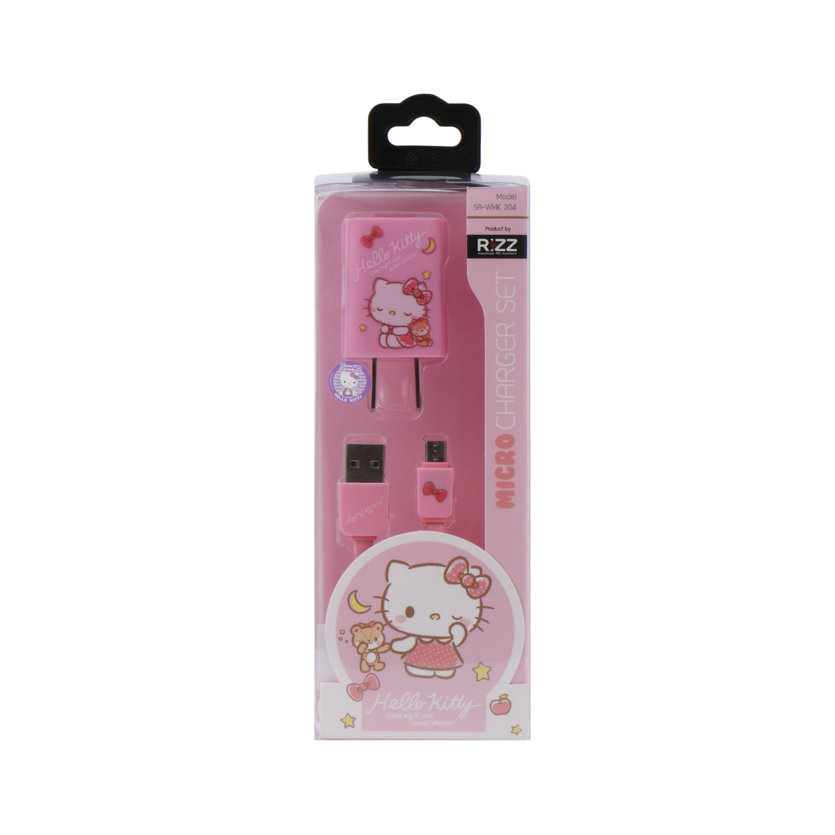 RIZZ(ริซ) Hello Kitty - Micro Charger Set ชุดชาร์จลิขสิทธิ์ลายคิตตี้ [ลิขสิทธิ์แท้ Sanrio]