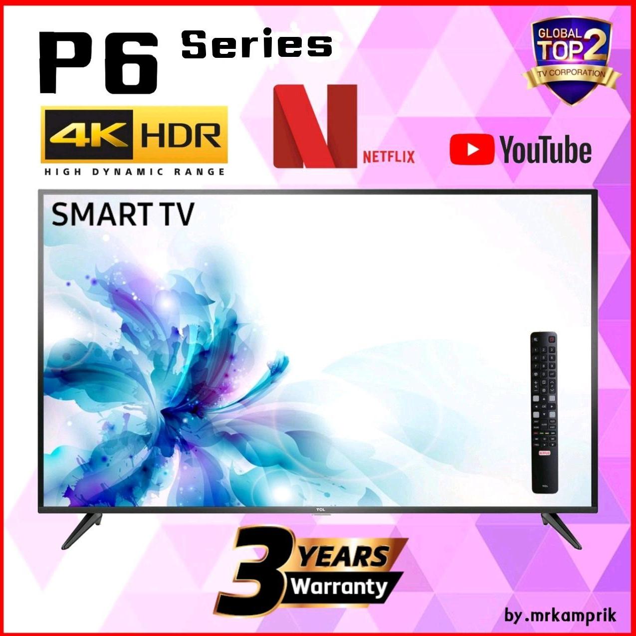 TCL 65 นิ้ว LED 4K UHD Wifi internet Smart TV (รุ่น 65P6US) -HDMI-USB-Net.flix &Youtube