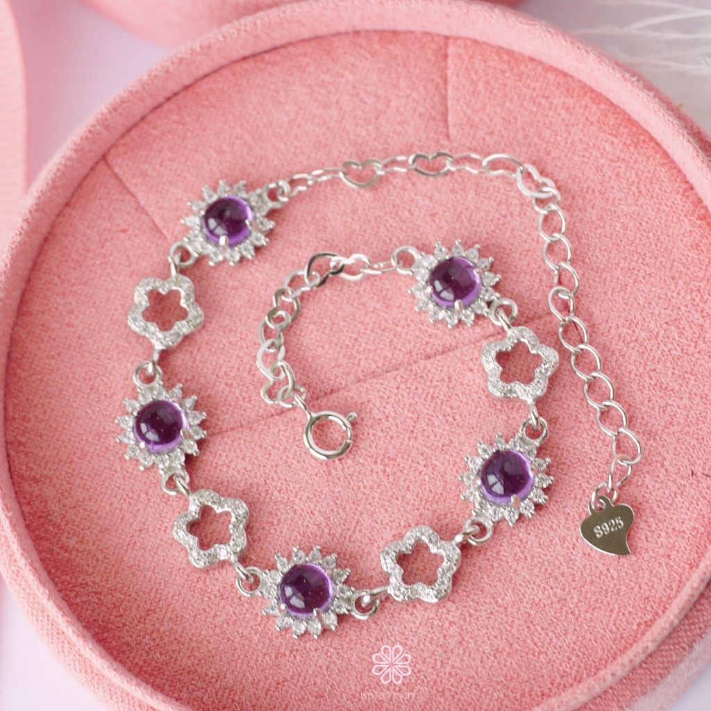 Natural Amethyst Bracelet Silver 925 , Gift for her , Birthday Gift , Birthstone ราคา 3,200 บาท*ส่งฟรี