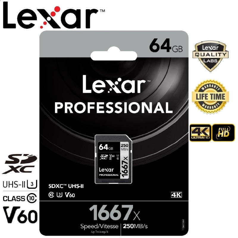 ราคาและรีวิวLexar 64GB SDXC Professional 1667x (250MB/s)