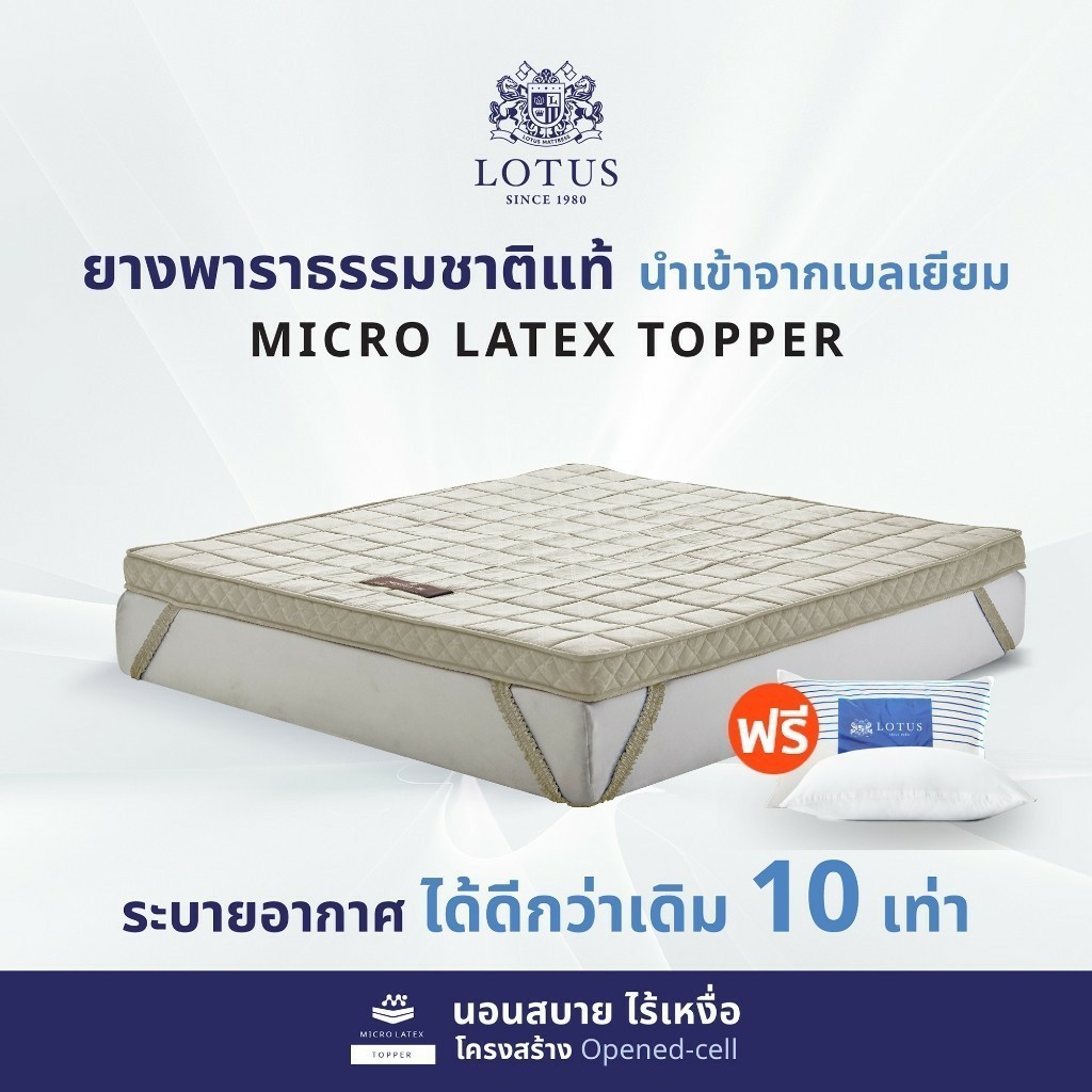 LOTUS ที่นอนยางพาราแน่นสบาย รุ่น Forestex III - Cream ความหนา 4 นิ้ว ฟรีหมอนหนุนสุขภาพ ส่งฟรี ราคา 3,040 บาท*ส่งฟรี