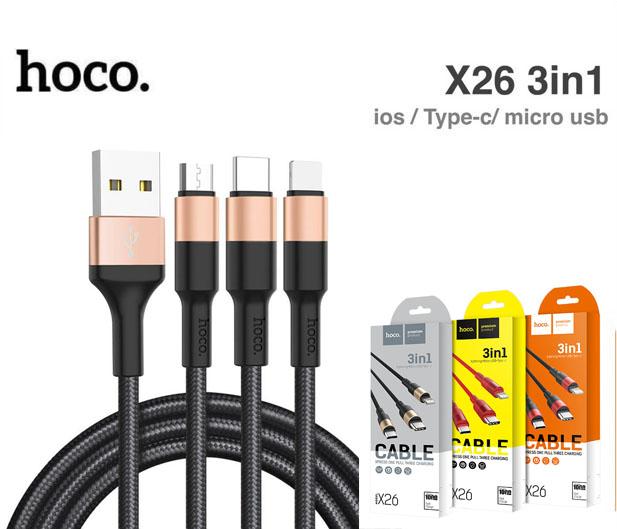 สายชาร์จ Hoco X26  3in1 ios/Type-c/micro usb (ของแท้100%)