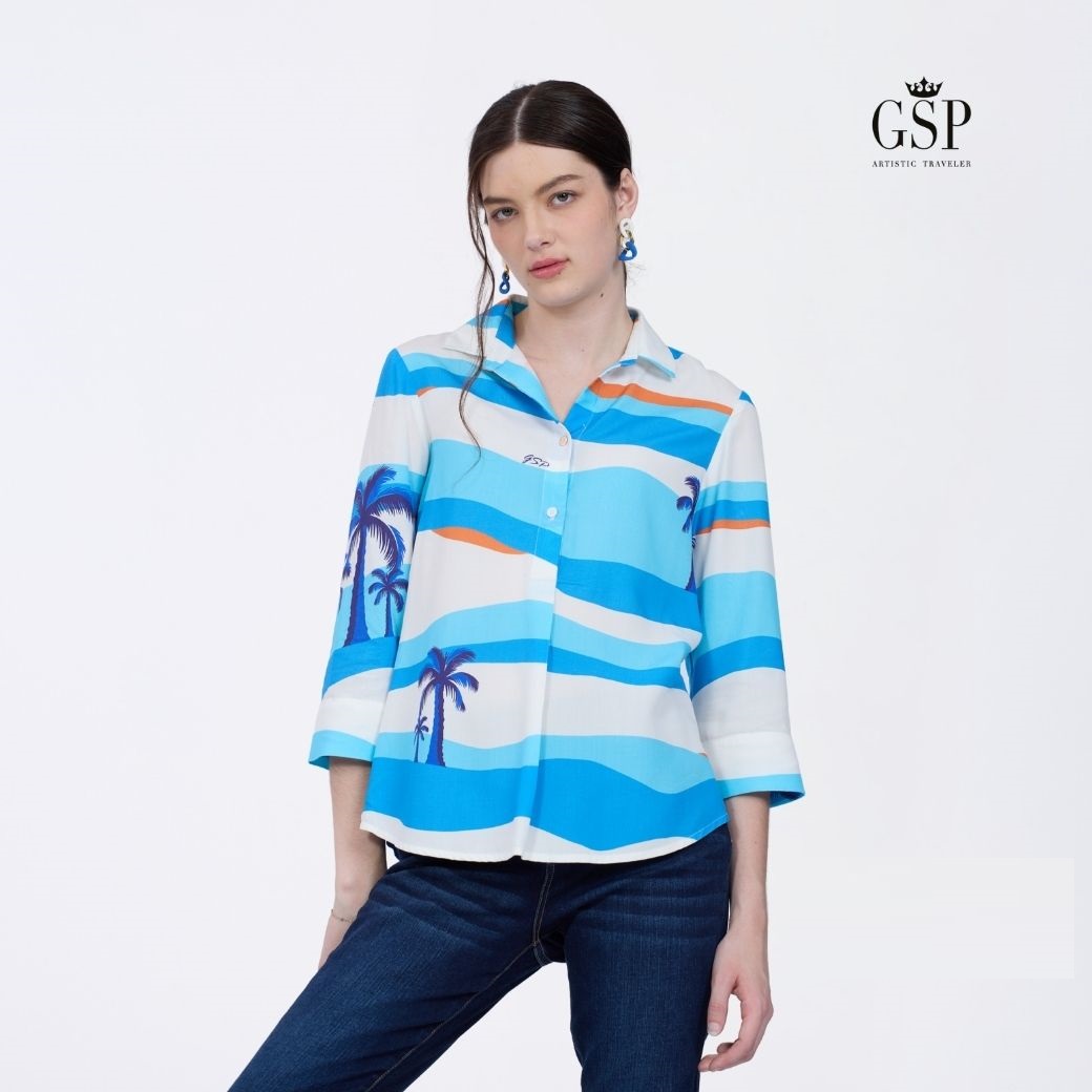 Gsp Wave Woman's Shirt Longsleeve Blue Women's Shirt Wave Three-Quarter Sleeves, Blue Pcd6Bu ราคา 2,100 บาท*ส่งฟรี
