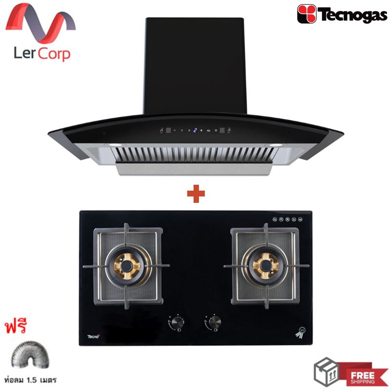 (Tecno) เครื่องดูดควันแบบกระโจม 90 ซม. TNS HD 90 MA/B + เตาแก๊ส 2 หัว แบบฝัง TNP HB SOMI 2073 GB ฟรีท่อลม 1.5 ม. ราคา 15,900 บาท*ส่งฟรี