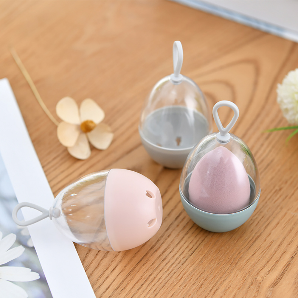 SEHLW953 Plastic Makeup Accessories Beauty Pad Easy to carry Egg shape box Cosmetic Puff Makeup Sponge Display Storage Case Powder Puff Drying Holder