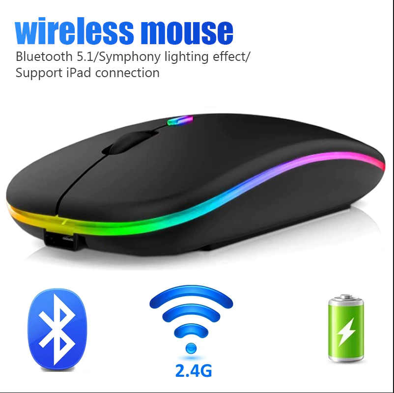 💕เมาส์หน้าตาดี 💕เมาส์ไร้สาย มีแบตในตัว ไร้เสียงคลิก Wireless Mouse มีบลูทูธ ใช้งานง่าย มีไฟสวยงาม น้ำหนักเบา ดีไซน์สวย Rechargeable Wireless Mouse เมาส์ไร้สายแบบชาร์จไฟ รุ่น 2.4G | รุ่น 2.4G+Bluetooth+RGB เม้าส์ไร้สาย เสียงคลิกเงียบ น้ำหนักเบา