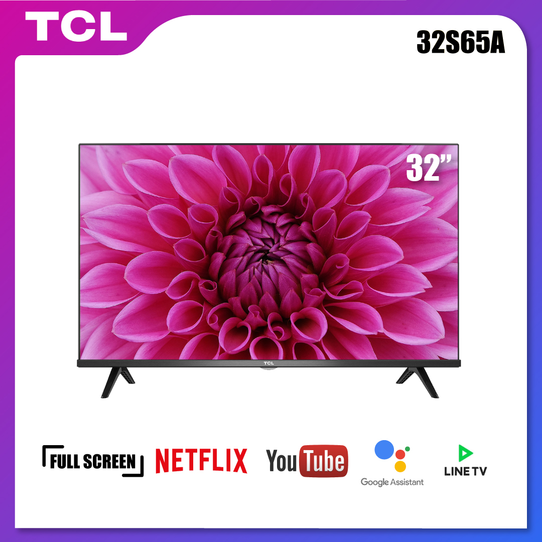 TCL 32 นิ้ว LED Wifi HD 720P Android 8.0 Smart TV (รุ่น
32S65A)-HDMI-USB-DTS-Frameless-1.5G RAM+8GROM-Free Voice Search