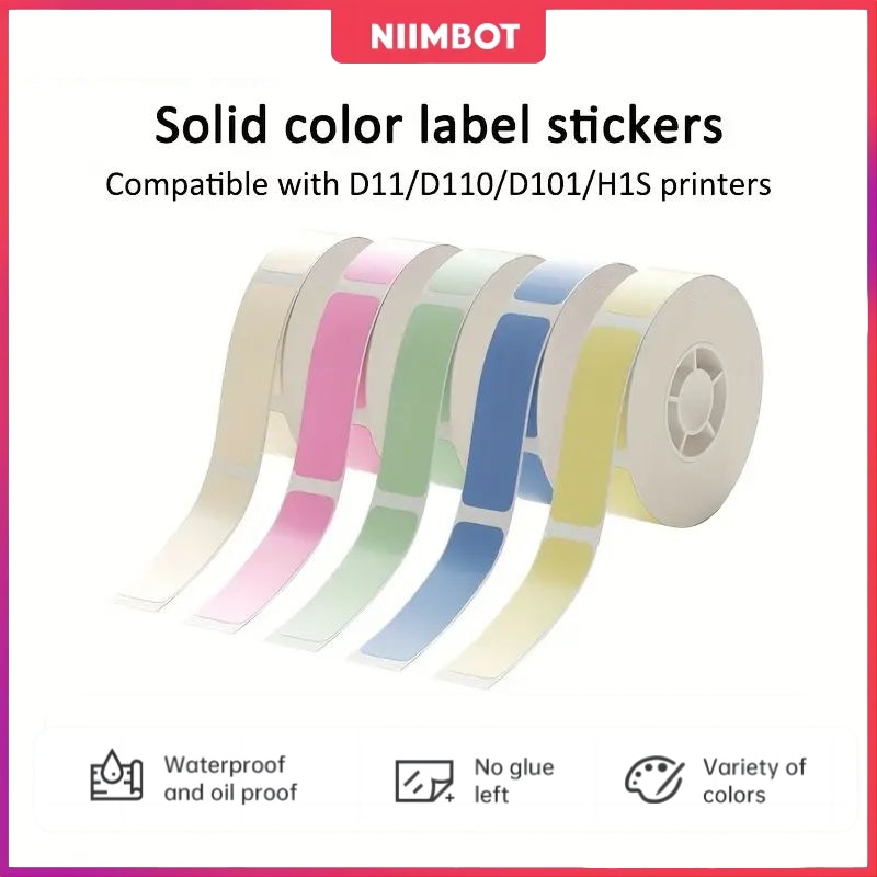 【Solid color label】Niimbot D11/D110/D101/H1 Printing Label Supermarket Waterproof Anti-Oil Tear-Resistant Price Label Pure Color Scratch-Resistant Label Paper ราคา 169 บาท*ส่งฟรี