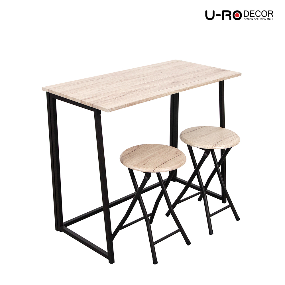 U-RO DECOR LUCY Folding Table Set (1 Table + 2 Stools) San Remo / Brown Leg ราคา 1,990 บาท*ส่งฟรี