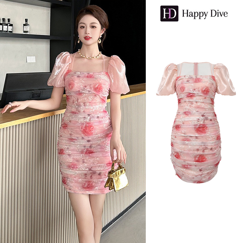 Happy Diva Women's Dresses, Pink Dresses, Square Neck Dresses, Puff Sleeve Dresses, Work Dresses, High-Class Dresses, Vintage Dresses, Event Dresses, Party Dresses, Evening Dresses 21231 ราคา 1,236 บาท*ส่งฟรี