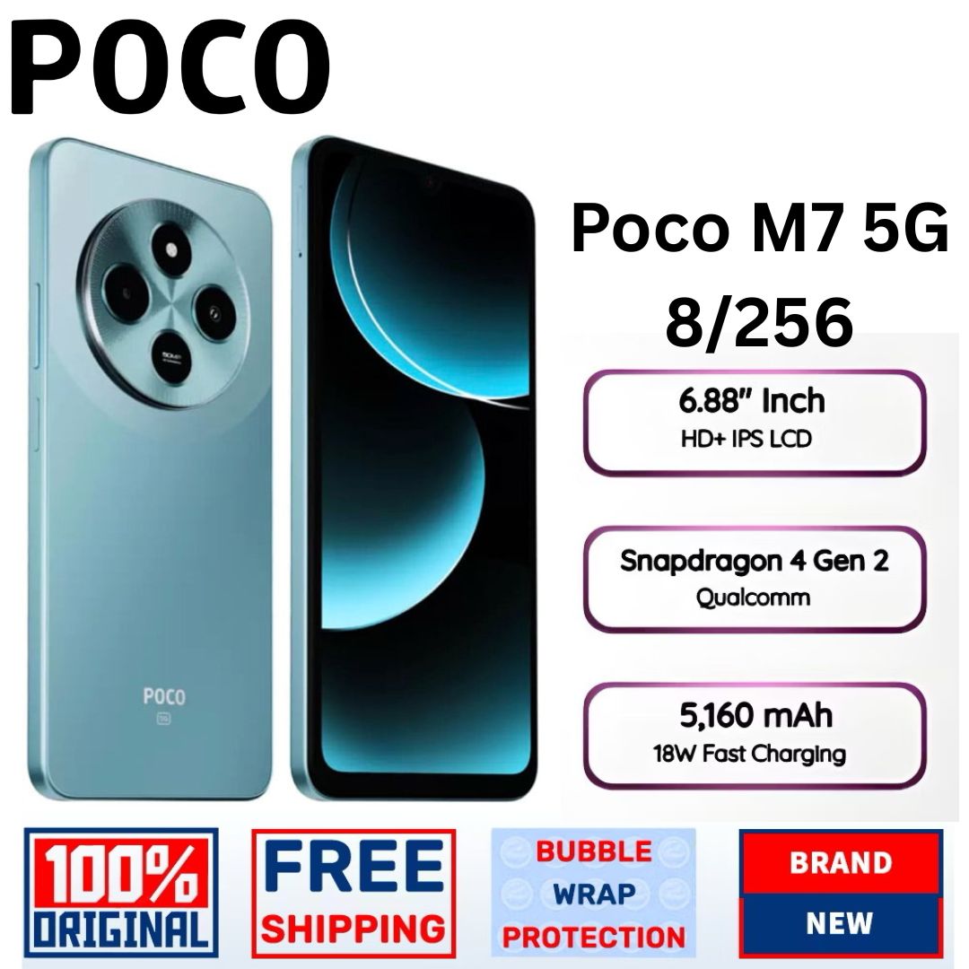 [New] Poco M7 5g 8Gb Ram | Rom 256Gb | Hd+ Screen 6.88 Inches | 50Mp Camera | Front Camera 8Mp | Battery 5160 Mah ราคา 4,838 บาท*ส่งฟรี
