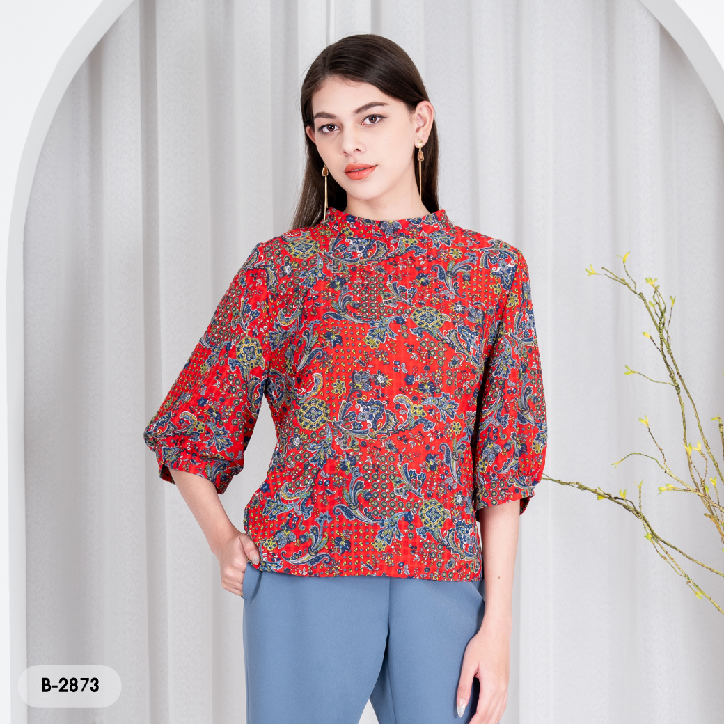 เสื้อเชิ้ตผู้หญิง เสื้อทำงานแฟชั่นเรียบหรู MIKIKO Blouse MI-B2873 พิชสกิน ไอยู แขนยาว IGPU25-1 PCE3690 ราคา 2,952 บาท*ส่งฟรี