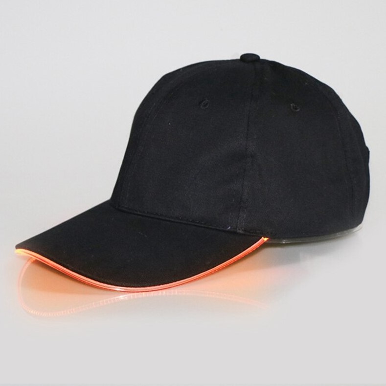 หมวกเรืองแสง หมวกแก๊ปเรืองแสง สีดำ มีไฟ LED เรืองแสงได้ เปิดไฟกระพริบได้ค่ะ