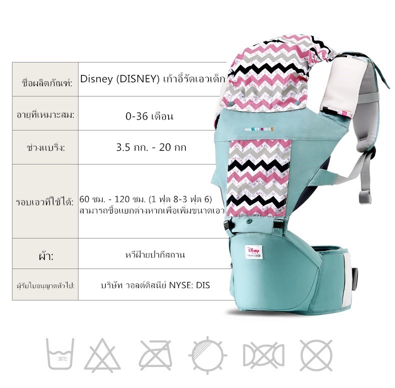 ข้อมูลเกี่ยวกับ Hip seat 2 in 1 baby carrier, front-back carry Let your baby sit comfortably for 0-12 months.