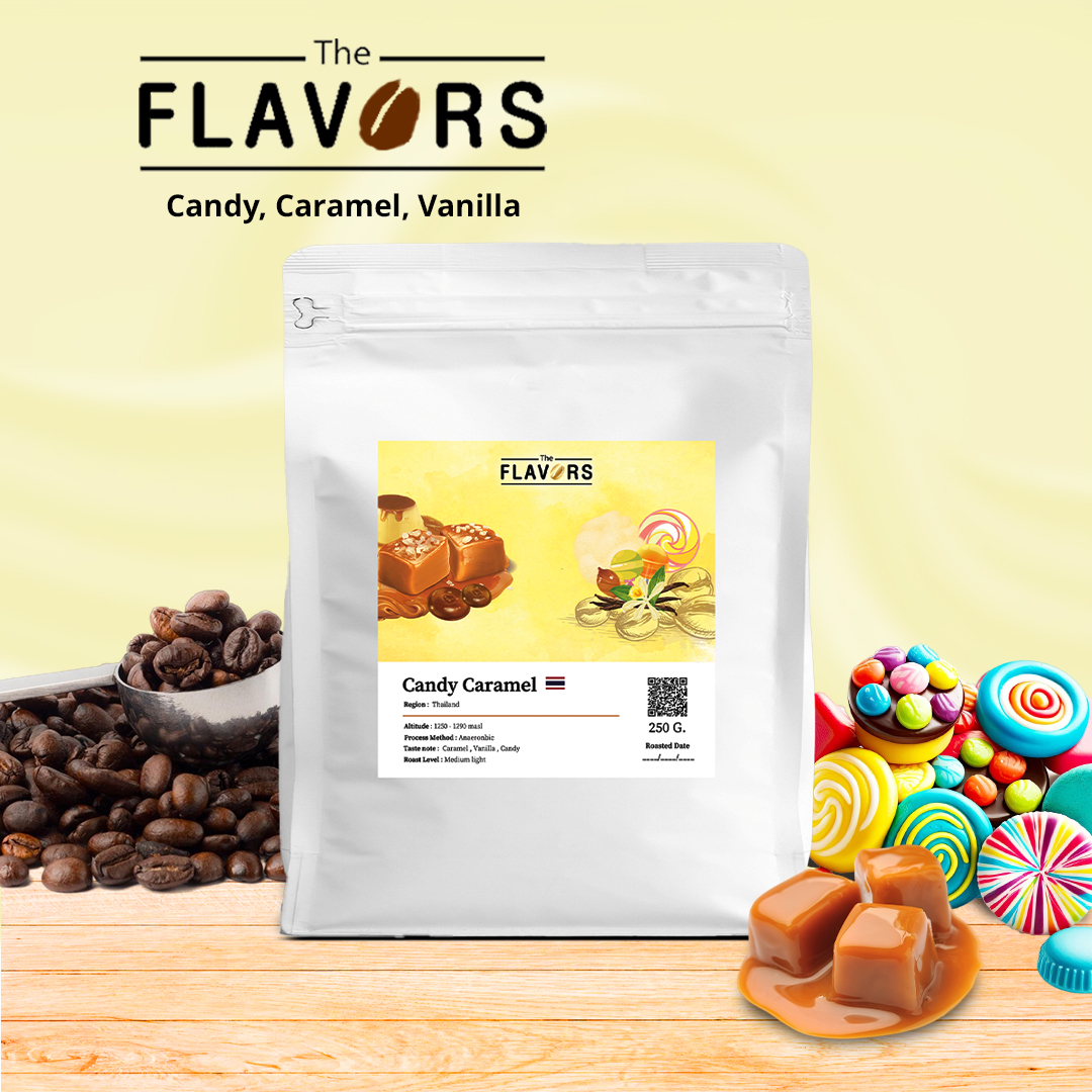 เมล็ดกาแฟคั่วกลางอ่อน แคนดี้คาราเมล 100, 250 ก. คาราเมล วานิลลา แคนดี้ Specialty Coffee Beans ราคา 249 บาท*ส่งฟรี