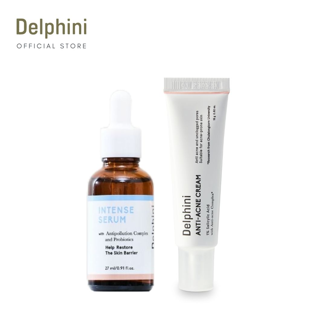 DELPHINI ANTI ACNE SET : Delphini Intense Serum & Delphini Anti-Acne Cream ราคา 1,290 บาท*ส่งฟรี