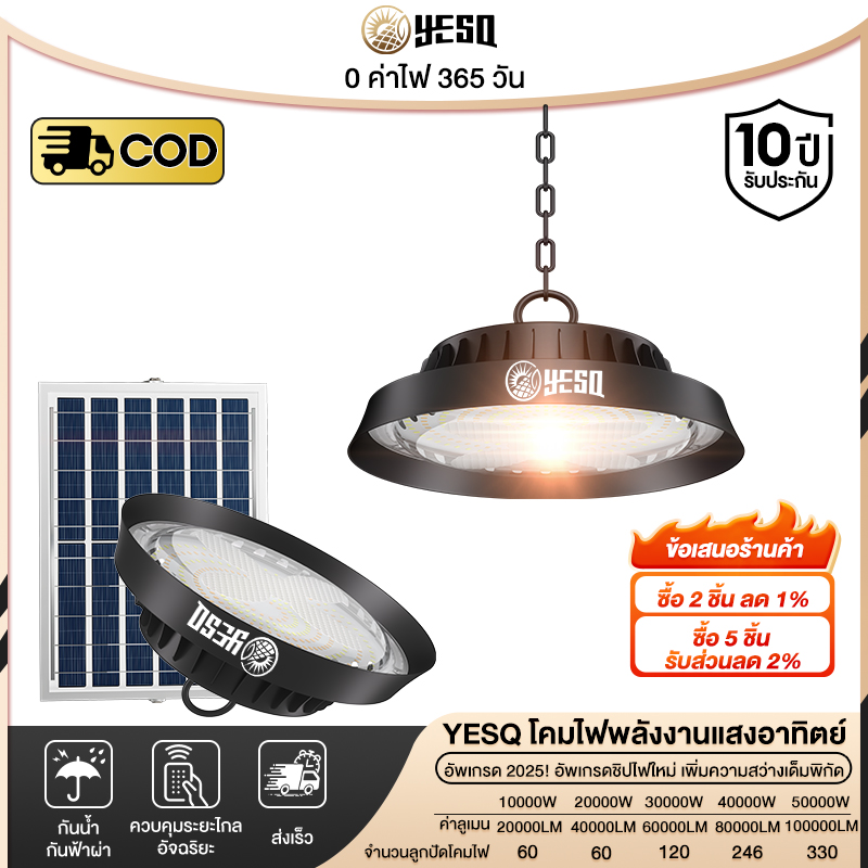 Yesq Buy 1 Get 1 Free Solar Cell Light 50000W Solar Cell Light for Ceiling Led Outdoor Light Solar Light Outdoor Spotlight Adjustable 3 Colors Ip68 Waterproof Genuine Product 10 Year Warranty Yesq-P3 ราคา 853 บาท*ส่งฟรี