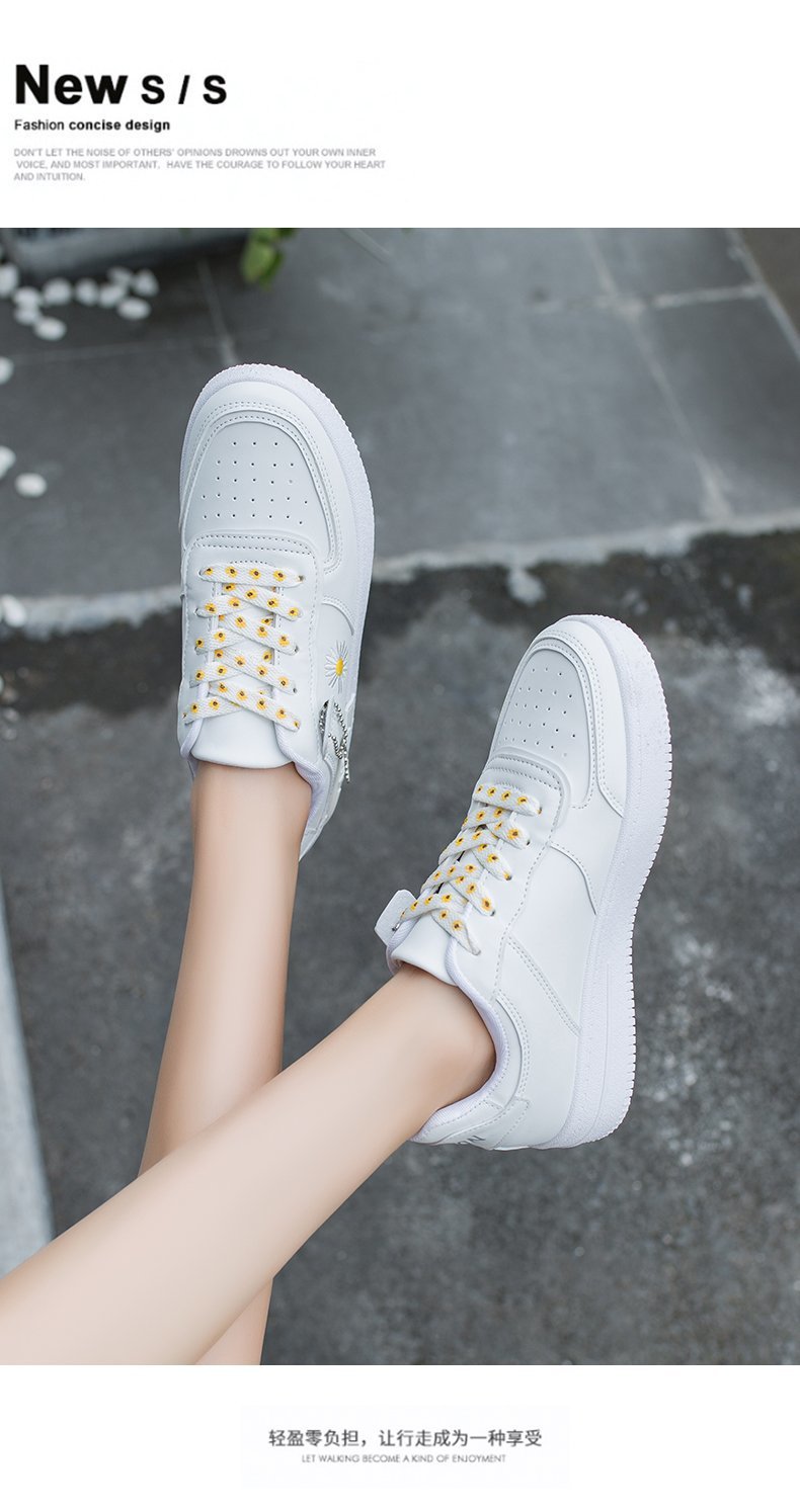 Pioneer Store 2022 mới giày thể thao daisy nhỏ thoáng khí của phụ nữ Hồng Kông phong cách macaron giản dị giày trắng 13