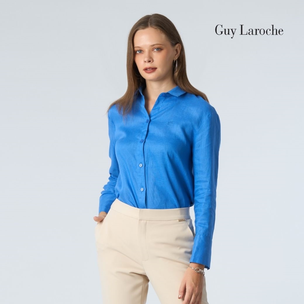 Guy Laroche Woman's Shirt Light Linen Women's Shirt, Long Sleeve, Blue G9U2Nv ราคา 2,100 บาท*ส่งฟรี