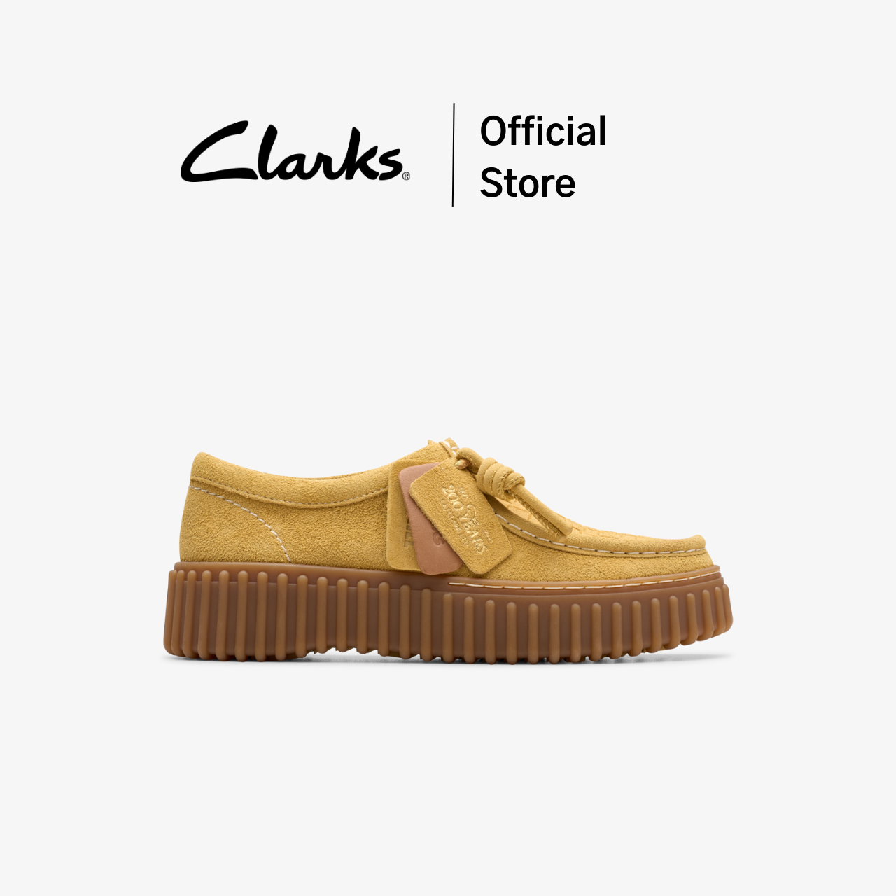Clarks torhill bee golden tan suede women's sneakers good quality comfortable suede leather sneaker ราคา 6,590 บาท*ส่งฟรี