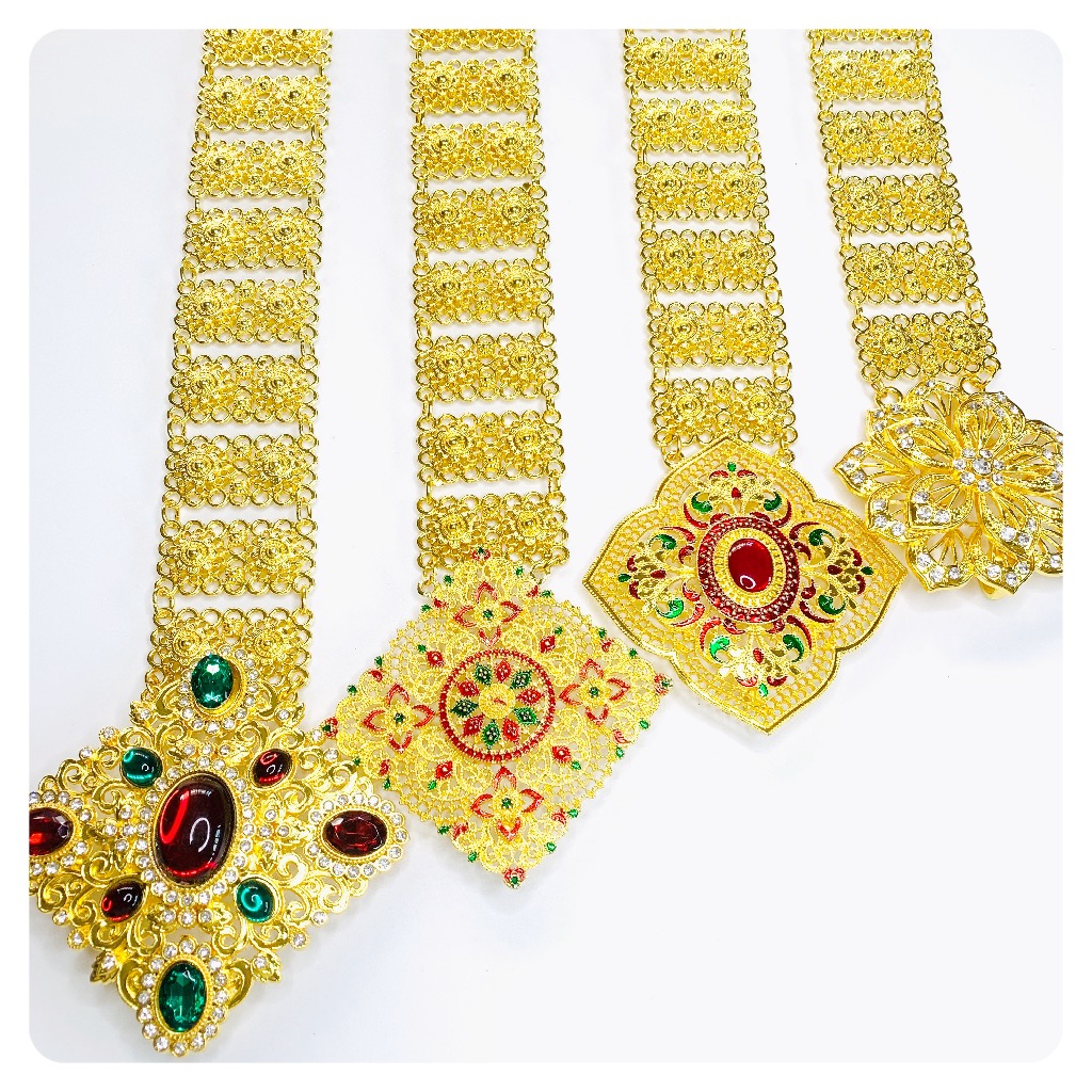 มุมมองเพิ่มเติมของสินค้า Vintage jewelry jewelry Thai Thai dress belt ladies belt color belt gold belt Gold Belt Roma s nego slimming Lahore