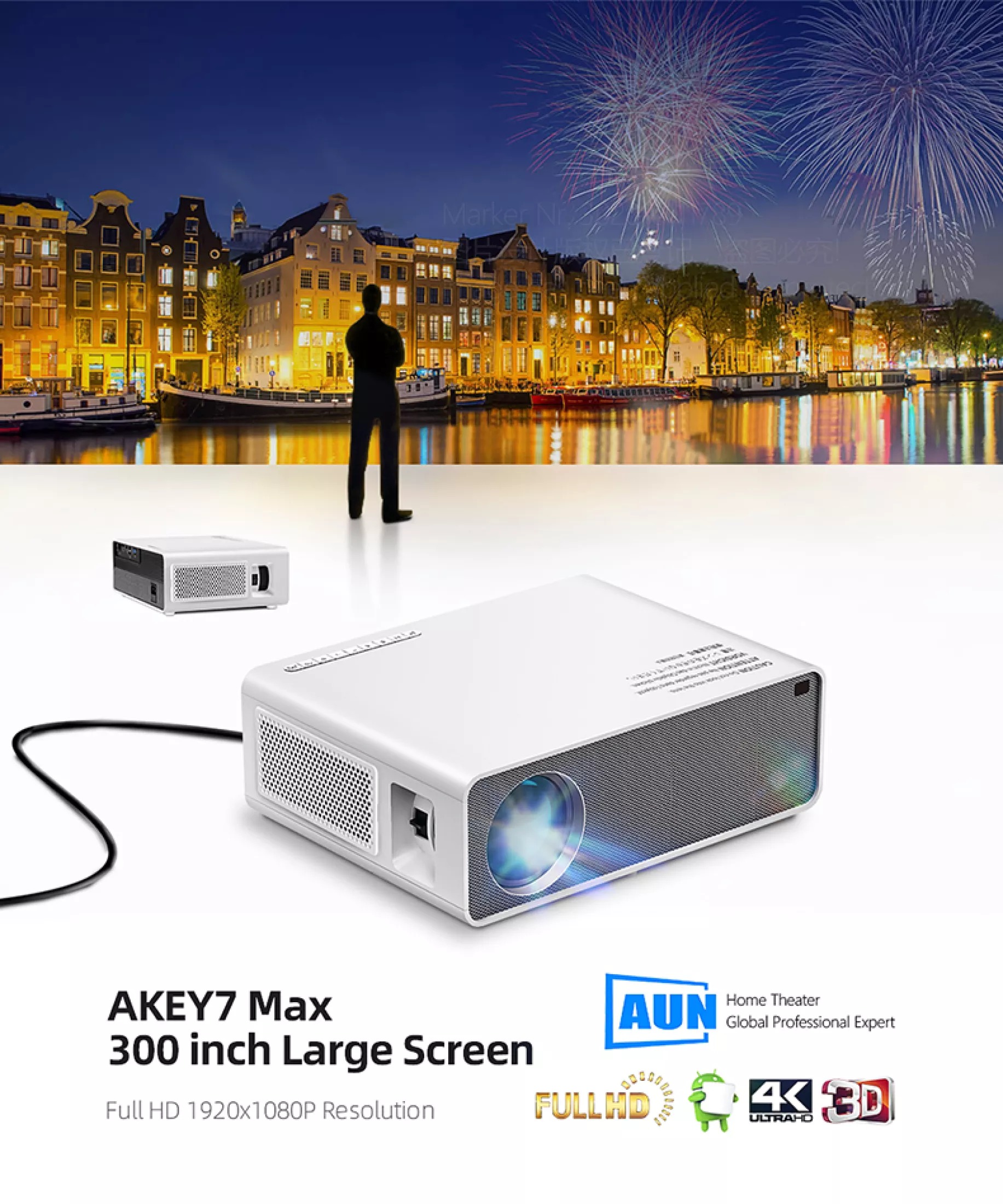 ข้อมูลเพิ่มเติมของ AUN AKEY7 projector โปรเจคเตอร์ 4k จอโปรเจคเตอร์ โปรเจ็คเตอร์ โปรเจคเตอร์ 4k android projector mini โปรเจคเตอร์ จิ๋ว โปรเจคเตอร์มือถือ เครื่องฉาย proje