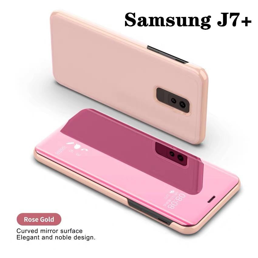 Case Samsung Galaxy J7+ J7Plus เคสซัมซุง เจ7พลัส เคสฝาเปิดปิดเงา สมาร์ทเคส เคสตั้งได้ Smart Case เคสโทรศัพท์ J7plus เคสกระเป๋า เคสเปิดปิดเงา