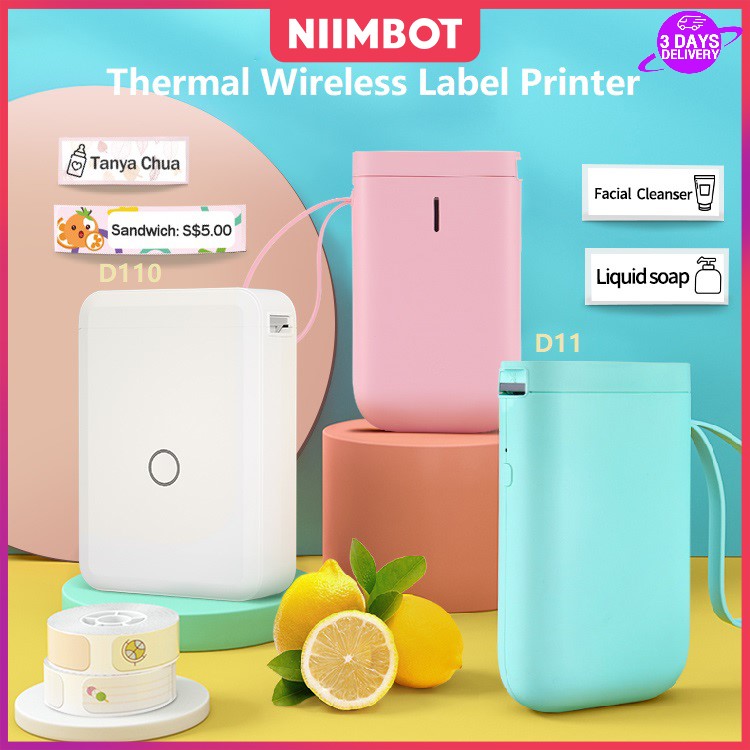 【ฉลากฟรี】 Niimbot D11/D110 เครื่องพิมพ์ฉลากไร้สายบลูทูธฉลากความร้อนแบบพกพาเครื่องพิมพ์สำหรับ Android/IOS โทรศัพท์ Inkless
