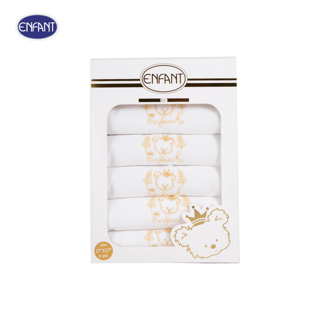 Enfant Gold (อองฟองต์) ผ้าอ้อมเด็กแรกเกิด ลายน้องหมีสีทอง ขนาด 27x27 นิ้ว (แพ็ค 6 ผืน) ราคา 969 บาท*ส่งฟรี
