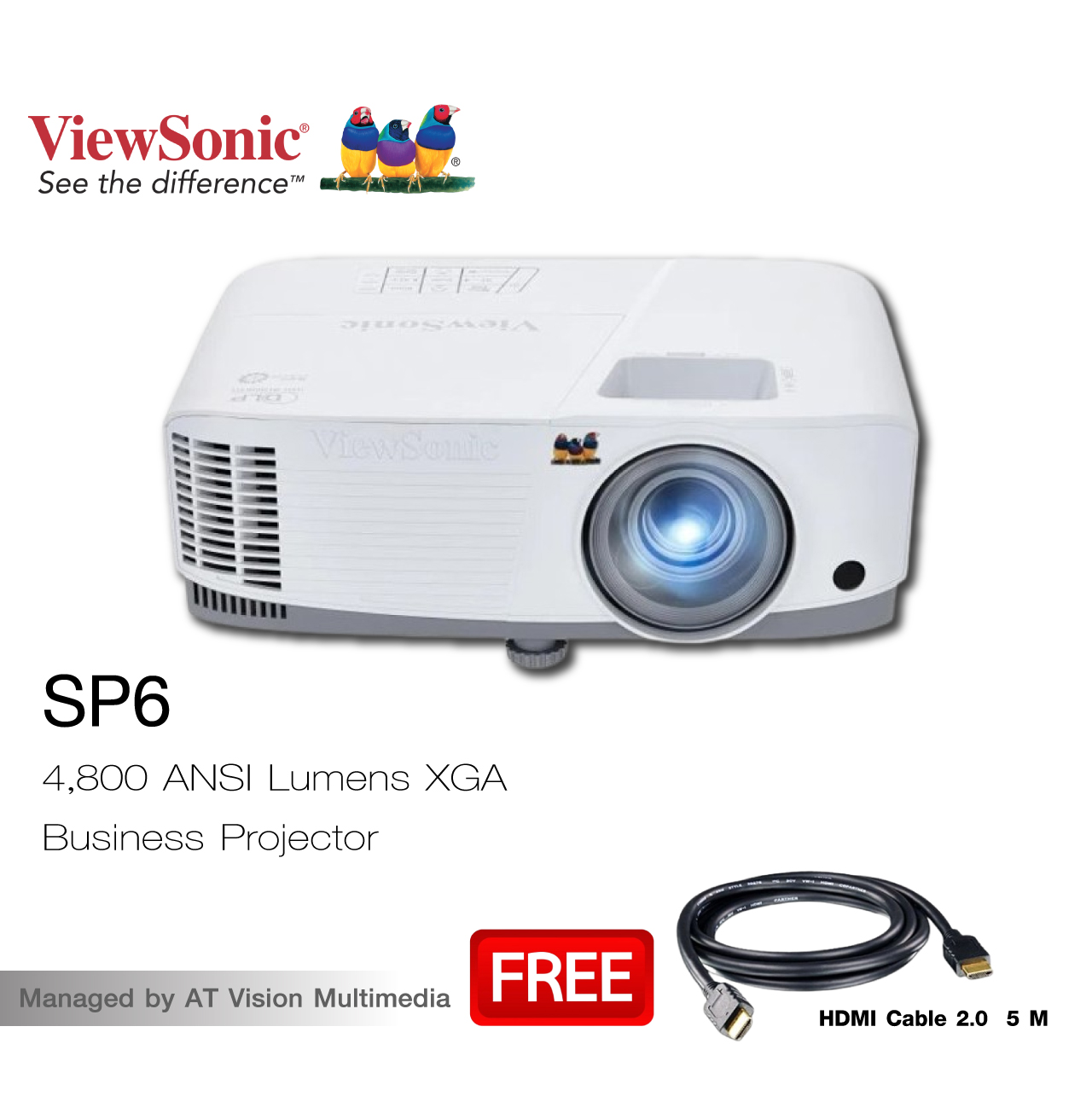 Viewsonic SP6 4800 ANAI Lumens XGA 1024x768) Business Projector, 3D DLP - รับประกัน 3 ปี ราคา 11,990 บาท*ส่งฟรี