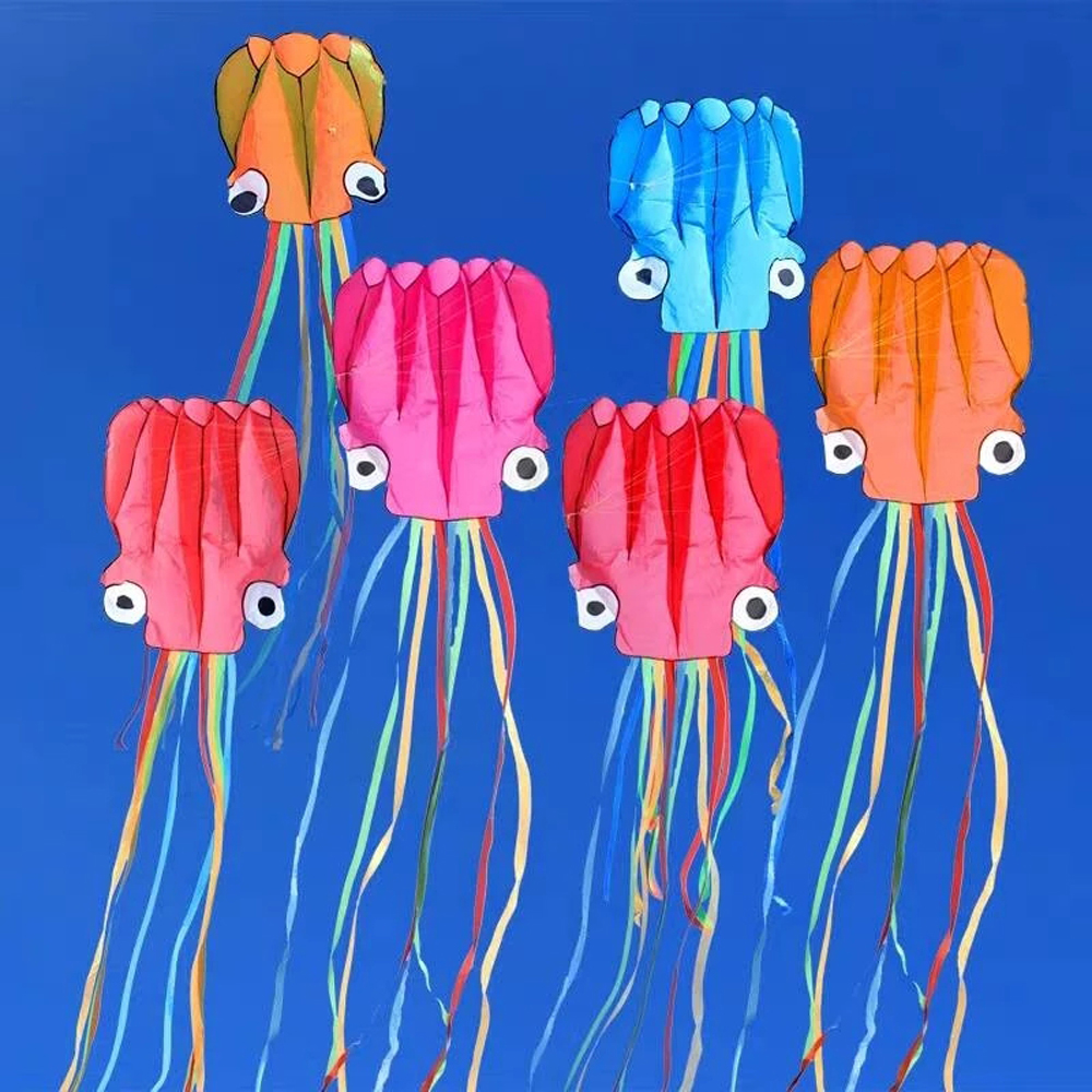 YONGYIX ผู้ใหญ่เด็กของเล่นว่าวบิน4M String ว่าวอ่อนขนาดใหญ่ Octopus ว่าวลอยได้สัตว์ Kite ว่าวปลาหมึก3D ว่าวปลาหมึก