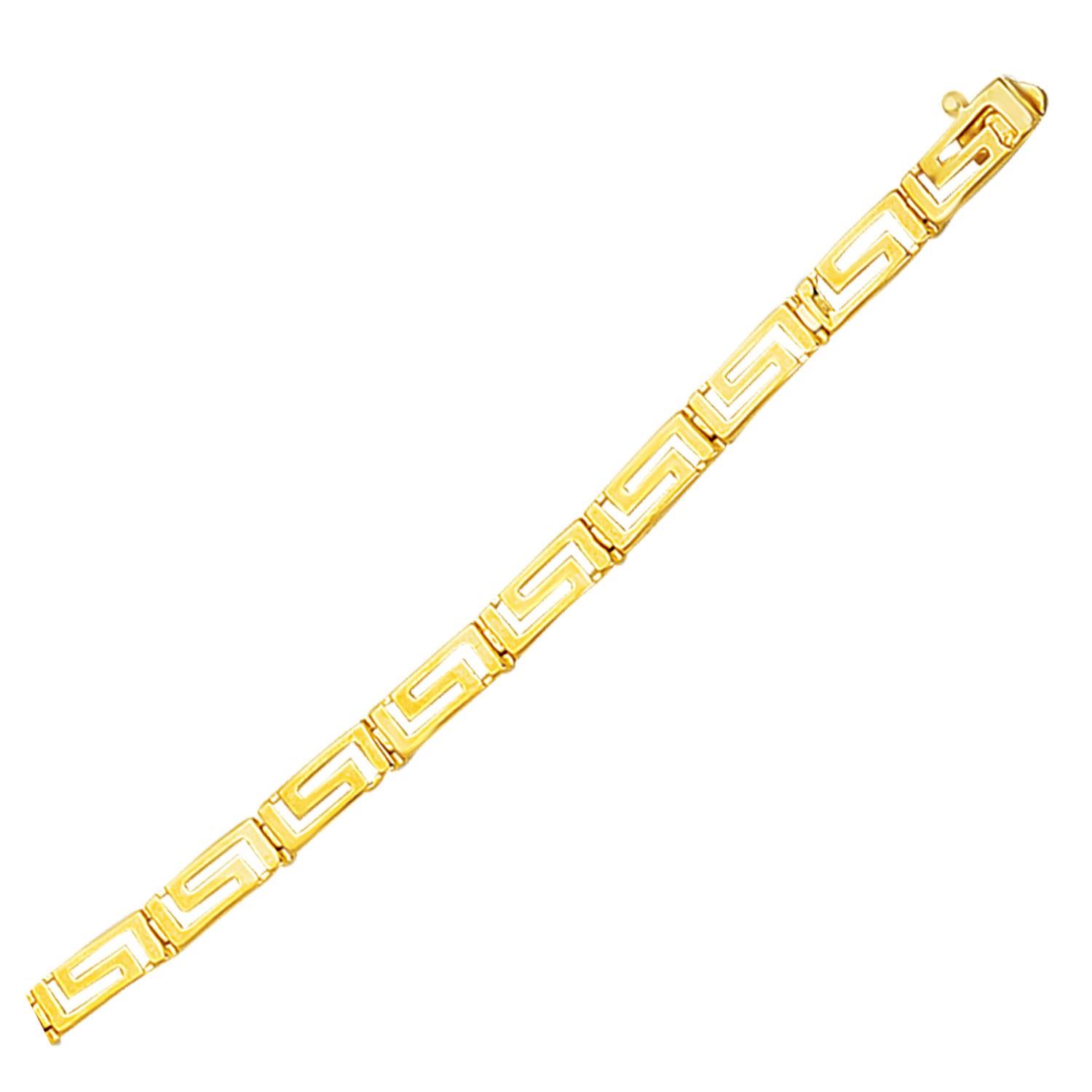 Nathalias NY 3.30 mm Greek Key Link Bracelet in 14k Yellow Gold 74486