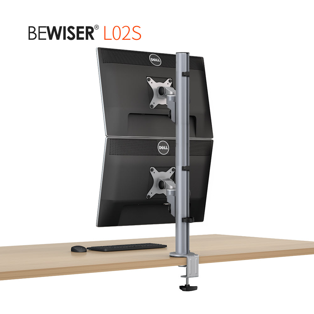 Vertical Dual LCD Monitor Stands VESA blacket mounting desk clamp and grommet hole (BEWISER L02S) ราคา 2,490 บาท*ส่งฟรี